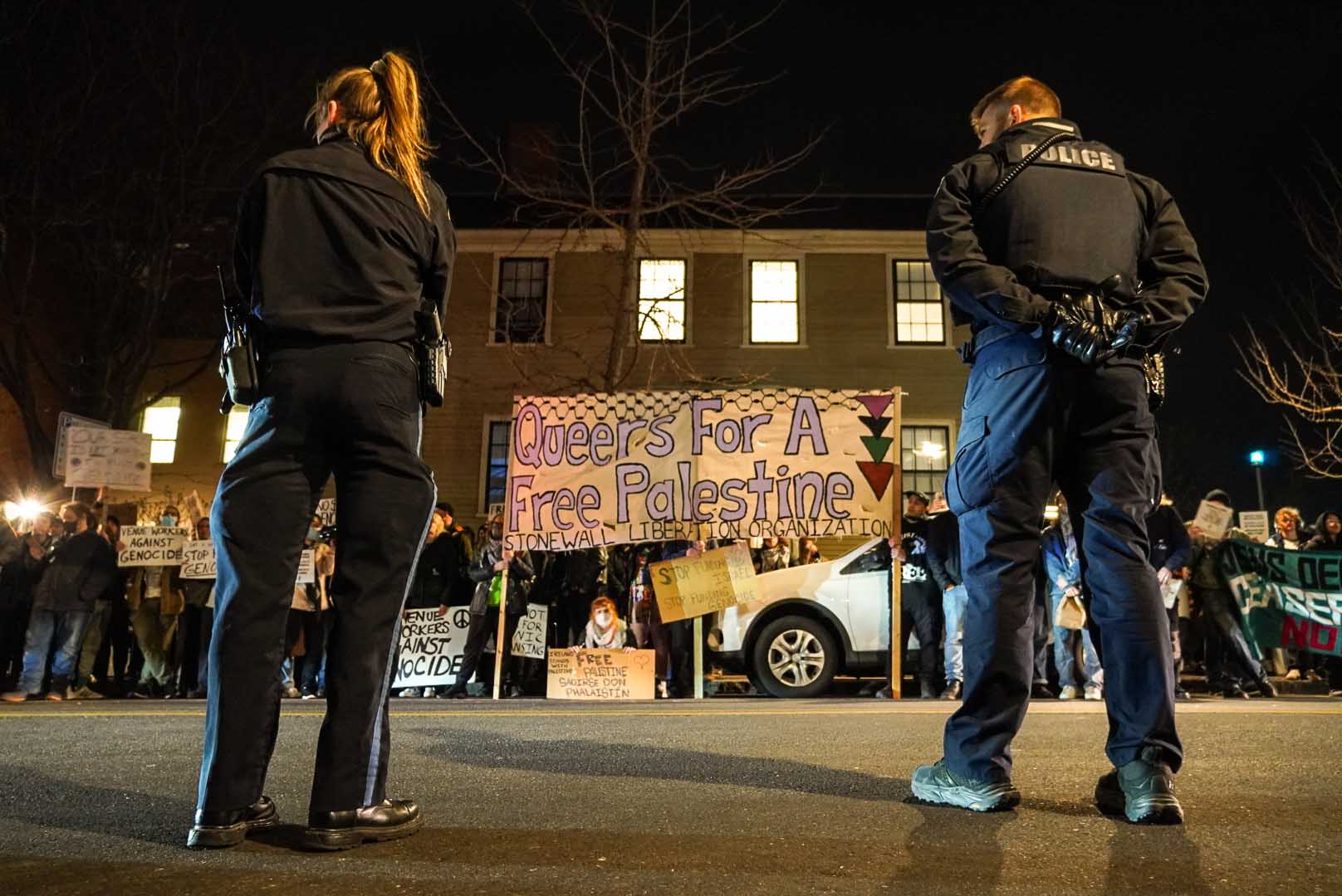Staff at The Sinclair, a Cambridge concert venue, protest outside the venue, boycotting a concert by Israeli artist Ishay Ribo. More than thirty Sinclair staff members — including managers, bartenders, security, and box office staffers — protested and chanted for five hours outside the concert, which was organized by Harvard Chabad to raise money for Israel.