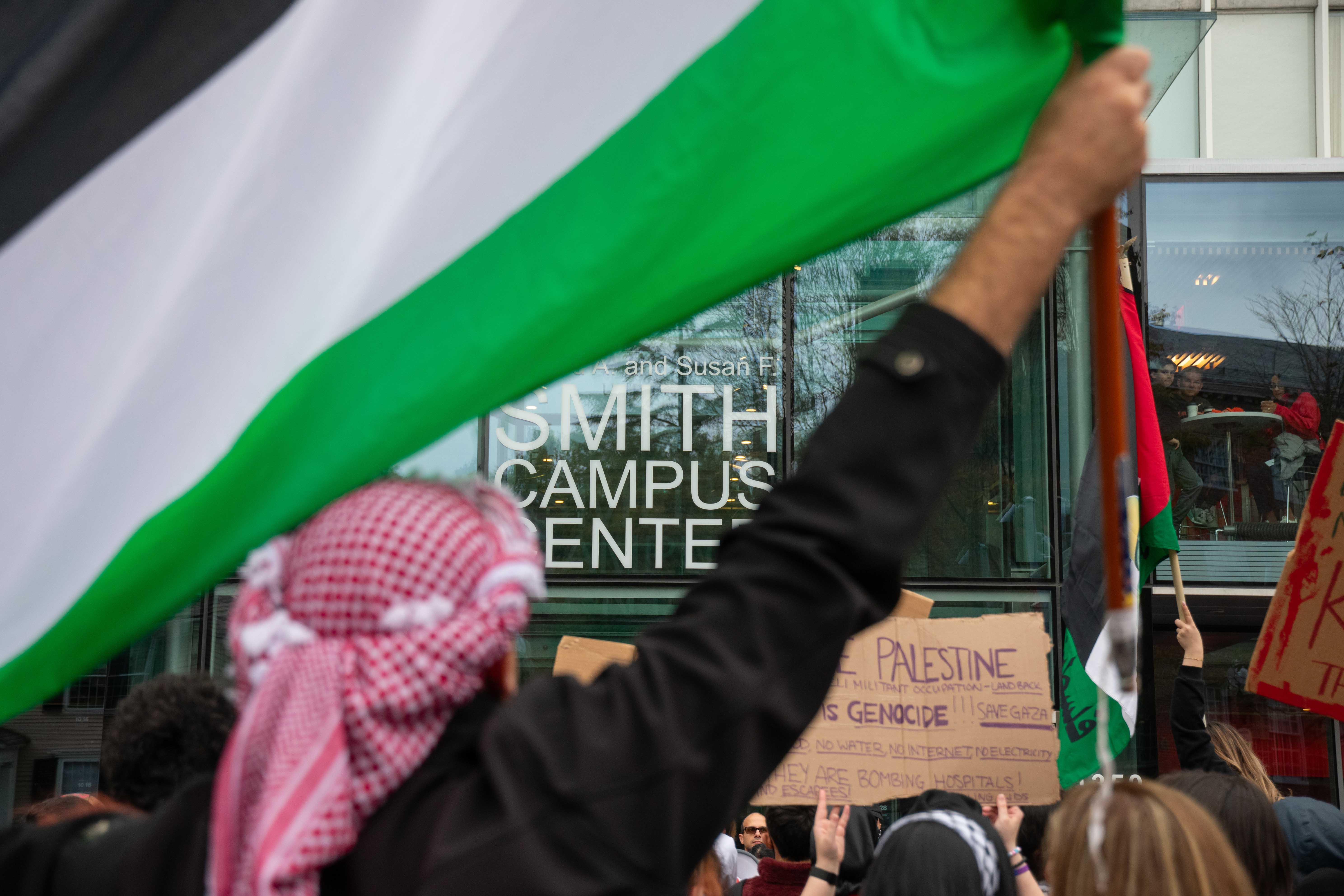 After the rally dispersed, more than 150 attendees took to the streets of Harvard Square in an unplanned protest. The protesters gathered in front of Smith Campus Center, chanting “occupation is a crime, free Palestine in our time” and “ceasefire now” before disbanding.