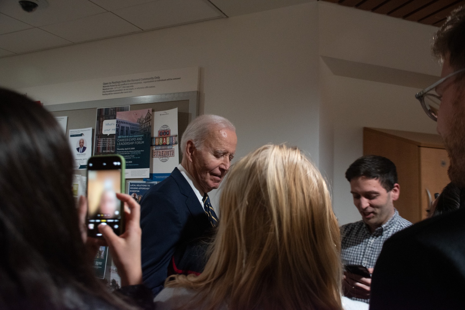 Former U.S. President Joe Biden visits the IOP for an off-the-record, invite-only event with his long-time adviser Mike Donilon, who was a spring fellow at the IOP. His visit came as national Democratic leaders applauded Harvard's decision to reject demands from the Trump administration.